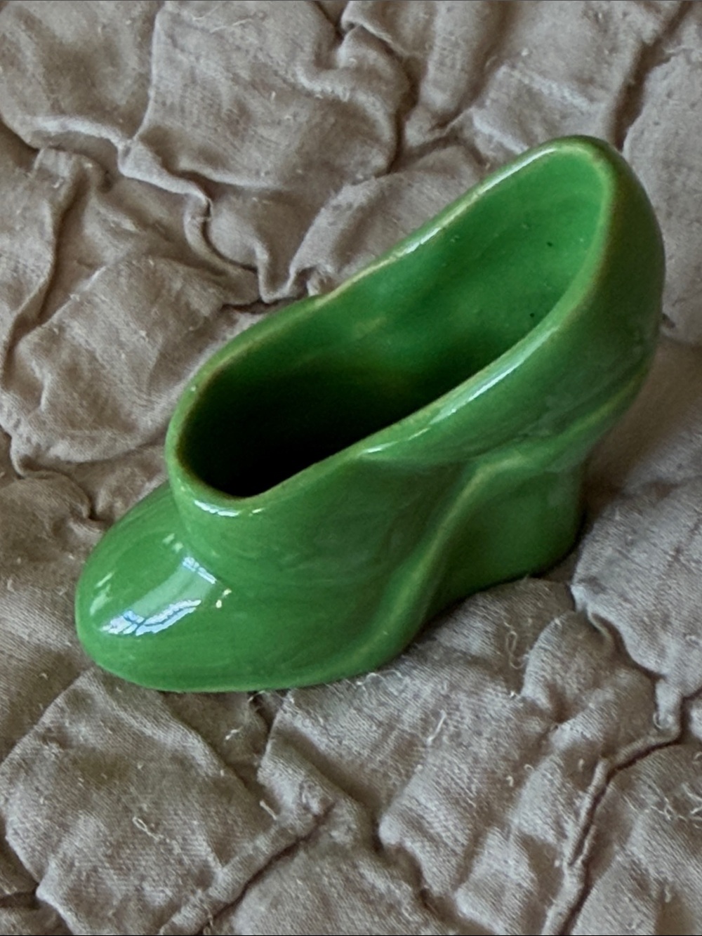 Green lime vintage Shoe tiny shoe collectors love it put a tiny succulent inside